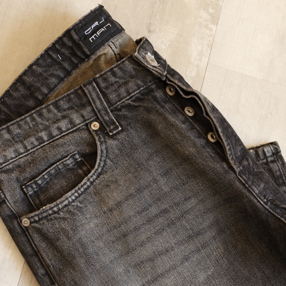 GRJ MAN Denim Men's Black Button Fly Vintage Jeans 100% Cotton 34 waist EUC